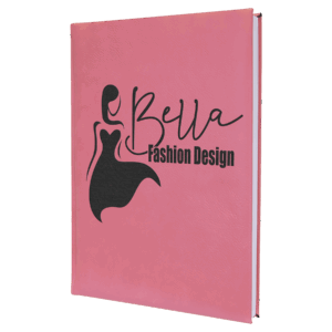 7" x 9 3/4" Pink Laserable Leatherette Sketch Book with Unlined Notepad