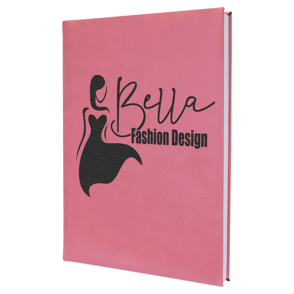 7" x 9 3/4" Pink Laserable Leatherette Sketch Book with Unlined Notepad