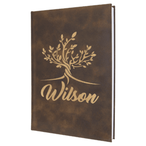 7" x 9 3/4" Rustic/Gold Laserable Leatherette Sketch Book with Unlined Note pad