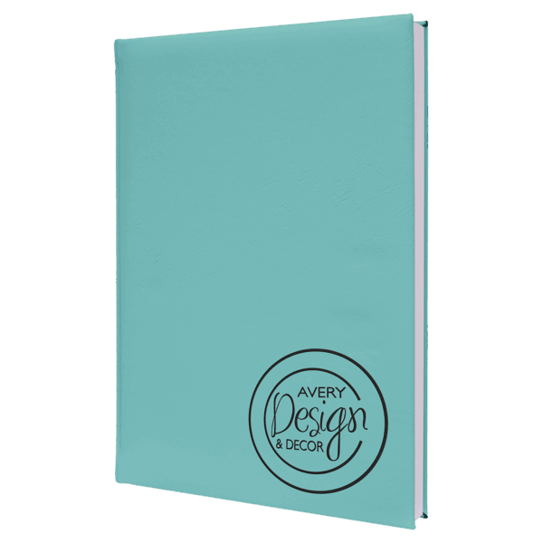 7" x 9 3/4" Teal Laserable Leatherette Sketch Book with Unlined Notepad
