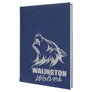 7" x 9 3/4" Blue/Silver Laserable Leatherette Sketch Book with Unlined Notepad
