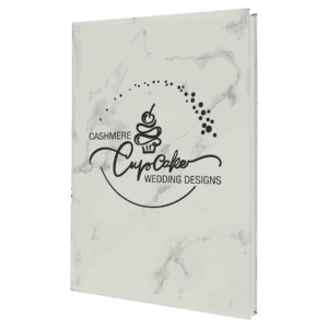 7" x 9 3/4" White Marble Laserable Leatherette Sketch Book with Unlined Notepad