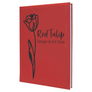 7" x 9 3/4" Red Laserable Leatherette Sketch Book with Unlined Notepad