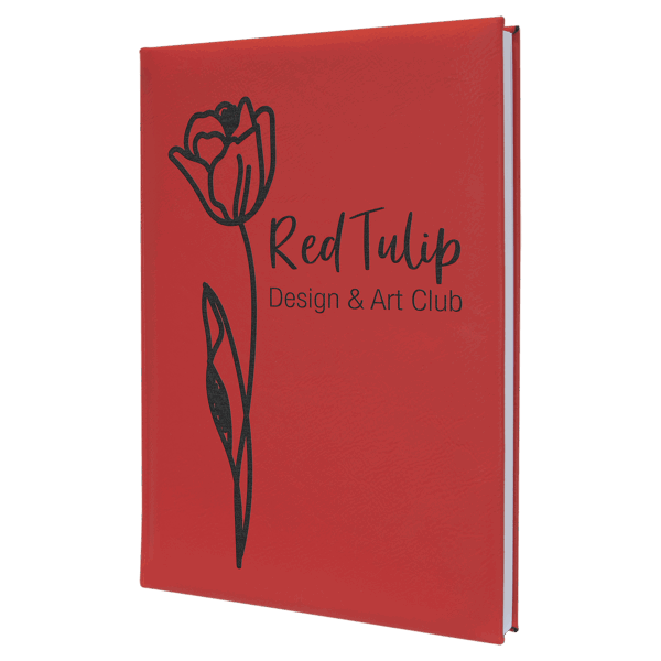 7" x 9 3/4" Red Laserable Leatherette Sketch Book with Unlined Notepad