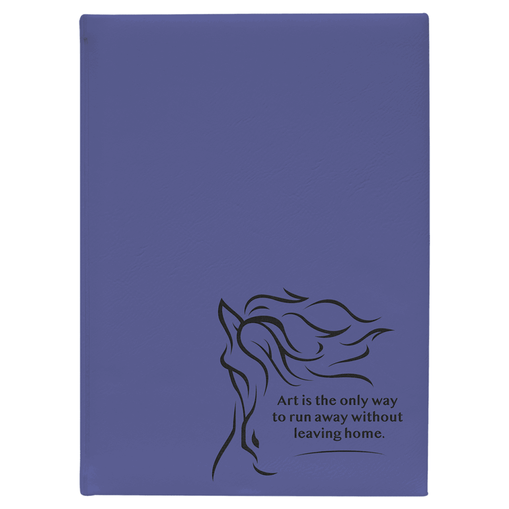 7" x 9 3/4" Purple Laserable Leatherette Sketch Book with Unlined Notepad