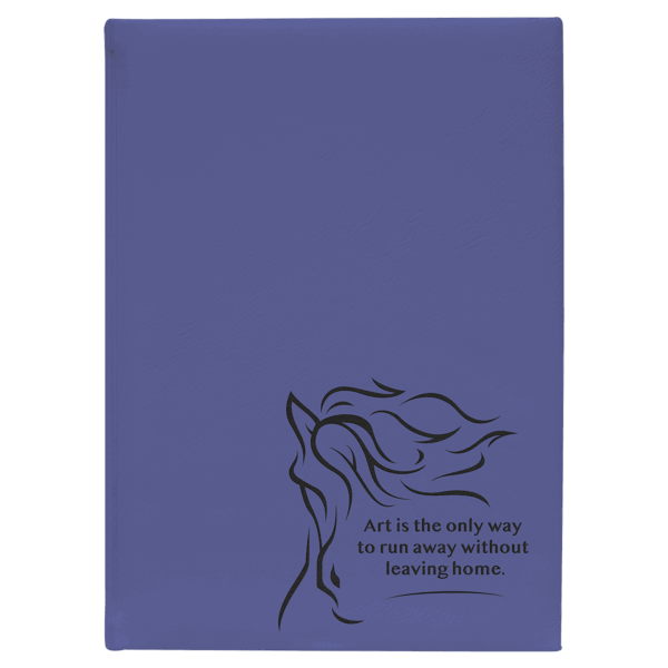 7" x 9 3/4" Purple Laserable Leatherette Sketch Book with Unlined Notepad