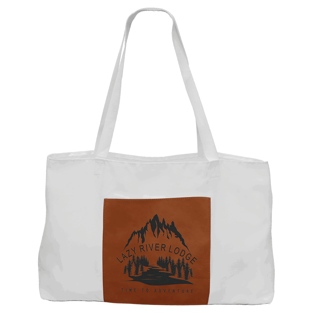 19" x 12" White Bag with 5" Rawhide Laserable Leatherette Gusset