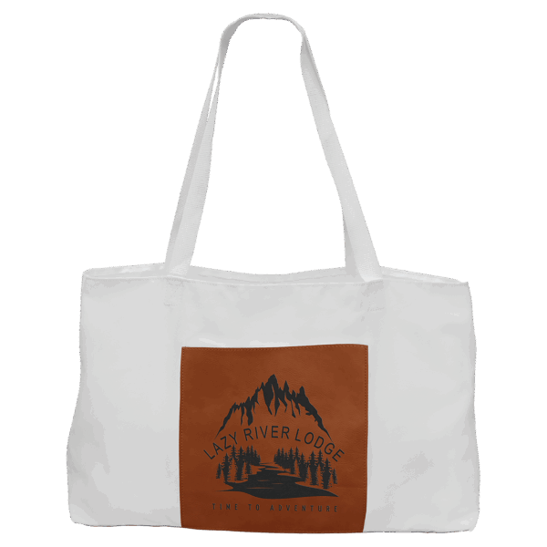 19" x 12" White Bag with 5" Rawhide Laserable Leatherette Gusset