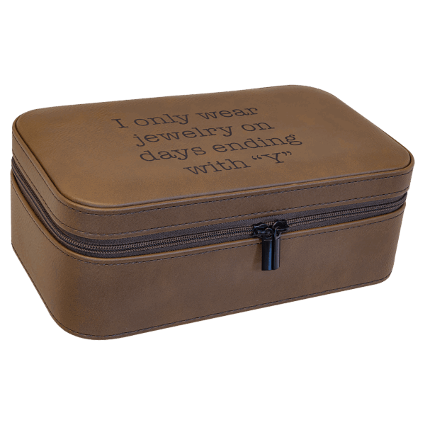 7 1/2" X 4 1/2" Dark Brown Laserable Leatherette Jewelry Box