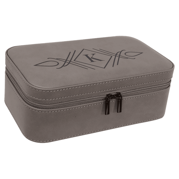 7 1/2" X 4 1/2" Gray Laserable Leatherette Jewelry Box