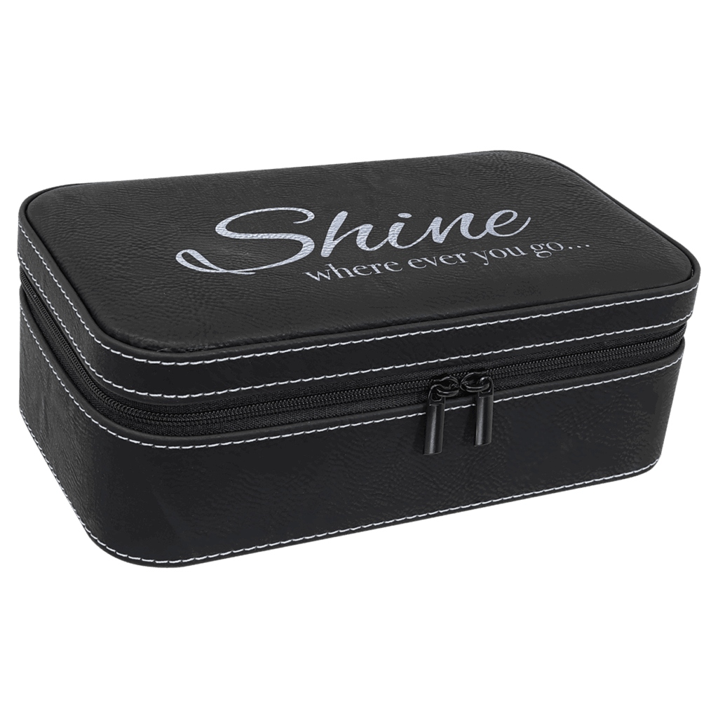 7 1/2" X 4 1/2" Black/Silver Laserable Leatherette Jewelry Box