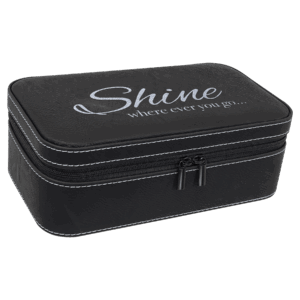 7 1/2" X 4 1/2" Black/Silver Laserable Leatherette Jewelry Box