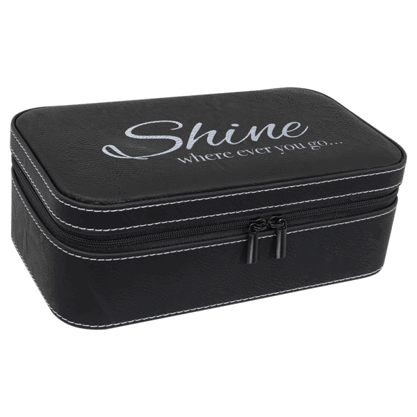 7 1/2" X 4 1/2" Black/Silver Laserable Leatherette Jewelry Box