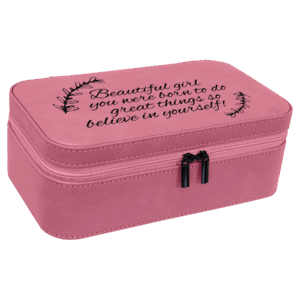 7 1/2" X 4 1/2" Pink Laserable Leatherette Jewelry Box
