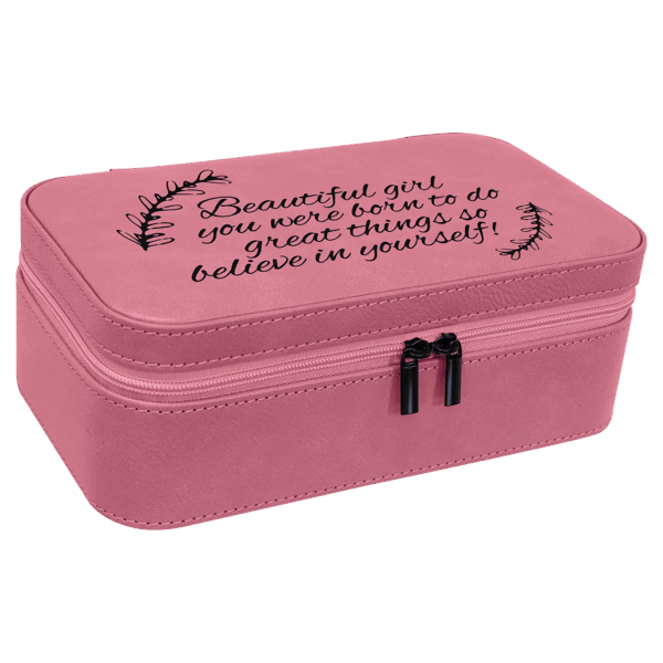 7 1/2" X 4 1/2" Pink Laserable Leatherette Jewelry Box