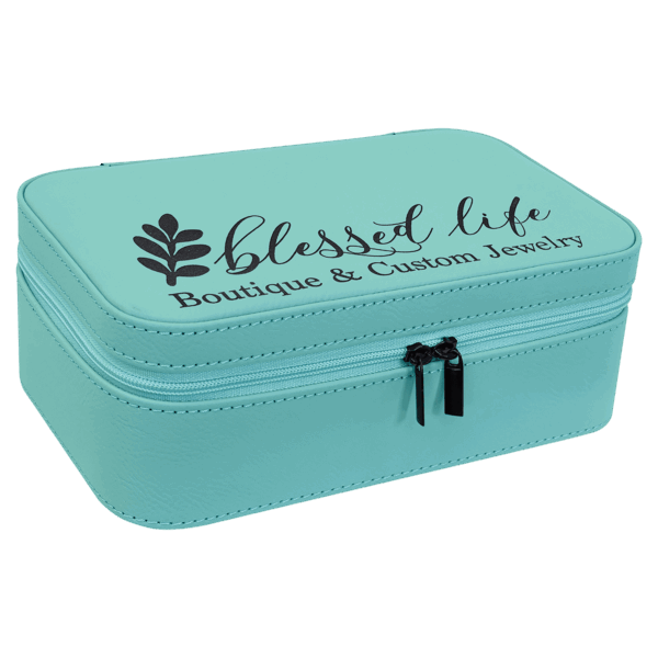 7 1/2" X 4 1/2" Teal Laserable Leatherette Jewelry Box