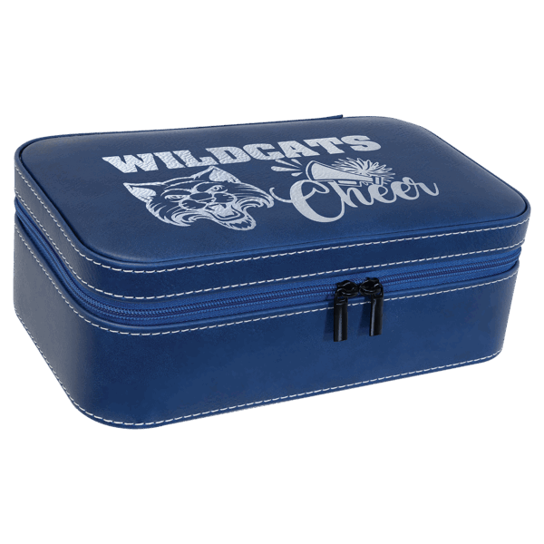 7 1/2" X 4 1/2" Blue/Silver Laserable Leatherette Jewelry Box