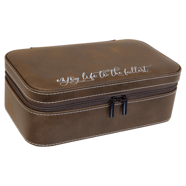 7 1/2" X 4 1/2" Rustic/Silver Laserable Leatherette Jewelry Box