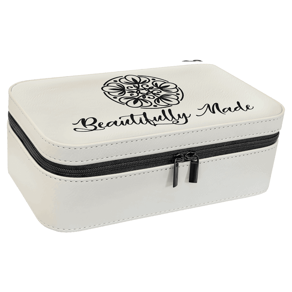 7 1/2" X 4 1/2" White Laserable Leatherette Jewelry Box