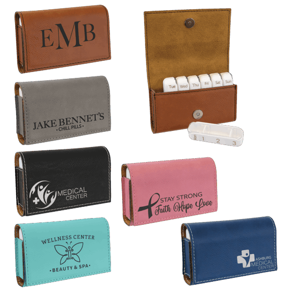 4 3/4" x 3 1/8" Laserable Leatherette  Pill Box Sample Set