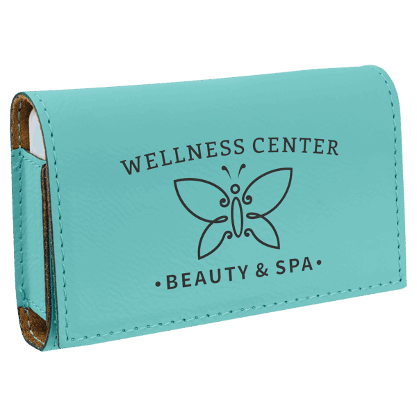 4 3/4" x 3 1/8" Teal Laserable Leatherette  Pill Box