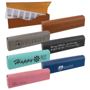 9 3/4" x 2 1/2" Laserable Leatherette Pill Box Sample Set