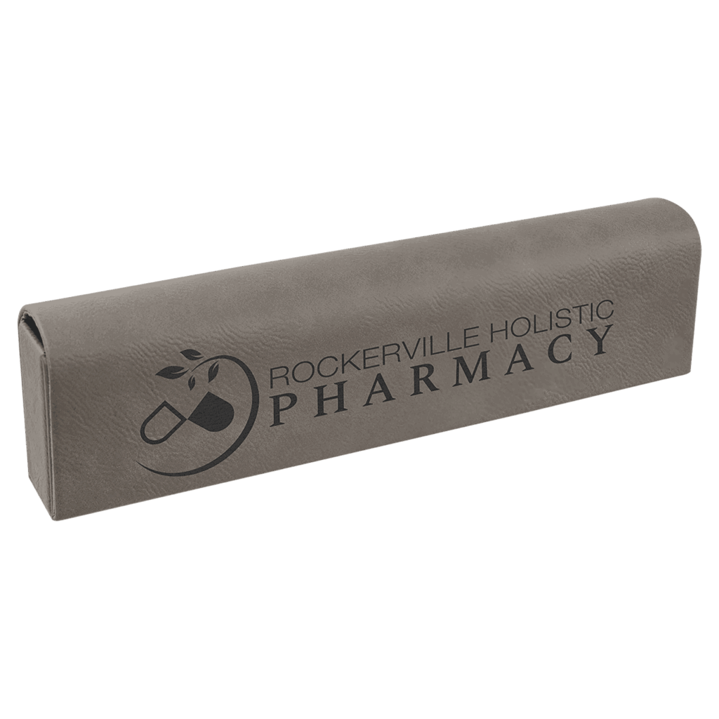 9 3/4" x 2 1/2" Gray Laserable Leatherette Pill Box