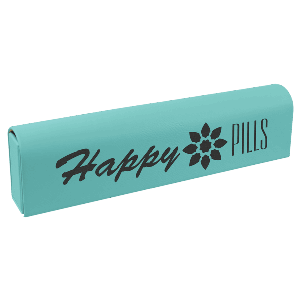 9 3/4" x 2 1/2" Teal Laserable Leatherette Pill Box
