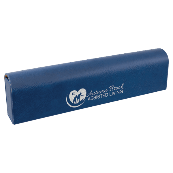 9 3/4" x 2 1/2" Blue/Silver Laserable Leatherette Pill Box