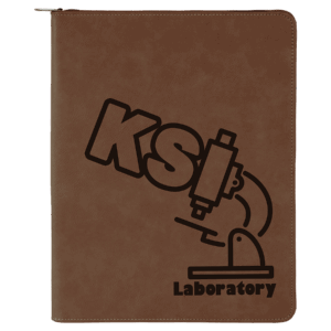 9 1/2" x 12" Dark Brown with Zipper Laserable Leatherette Portfolio with Notepad