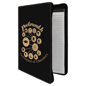 9 1/2" x 12" Black/Gold with Zipper Laserable Leatherette Portfolio with Notepad