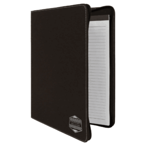9 1/2" x 12" Black/Silver w/ Zipper Laserable Leatherette Portfolio with Notepad