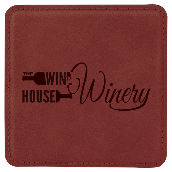 4" x 4" Square Rose Laserable Leatherette Coaster