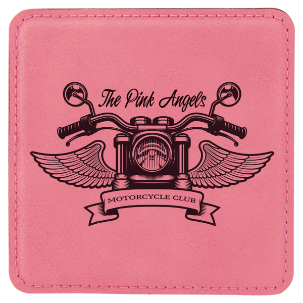 4" x 4" Square Pink Laserable Leatherette Coaster