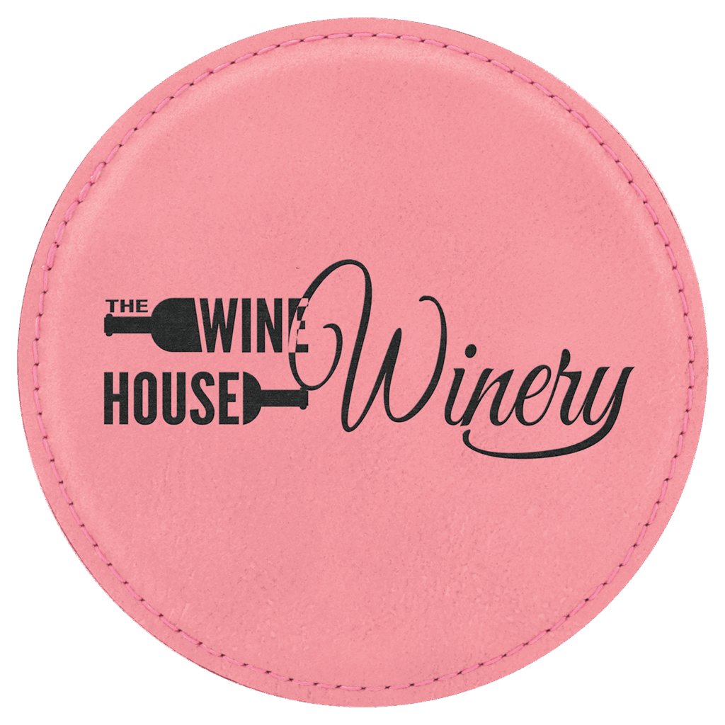 4" Round Pink Laserable Leatherette Coaster