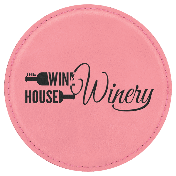 4" Round Pink Laserable Leatherette Coaster