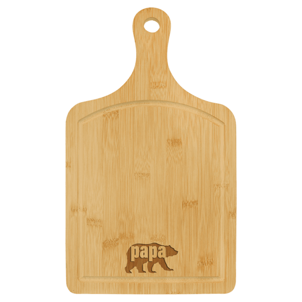 15 1/2" x 9" Bamboo Cutting Board Paddle Shape with Drip Ring