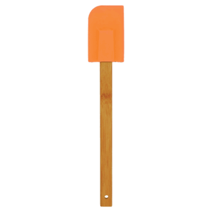 11 3/4" Orange Silicone Spatula with Bamboo Handle
