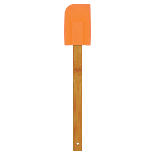 11 3/4" Orange Silicone Spatula with Bamboo Handle
