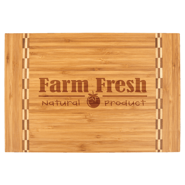 15" x 10 1/4" Bamboo Cutting Board with Butcher Block Inlay