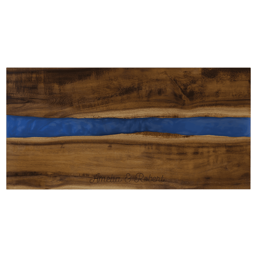 18"x 9" Acacia with Blue Pearl Resin Serving Board
