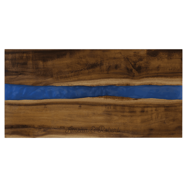 18"x 9" Acacia with Blue Pearl Resin Serving Board