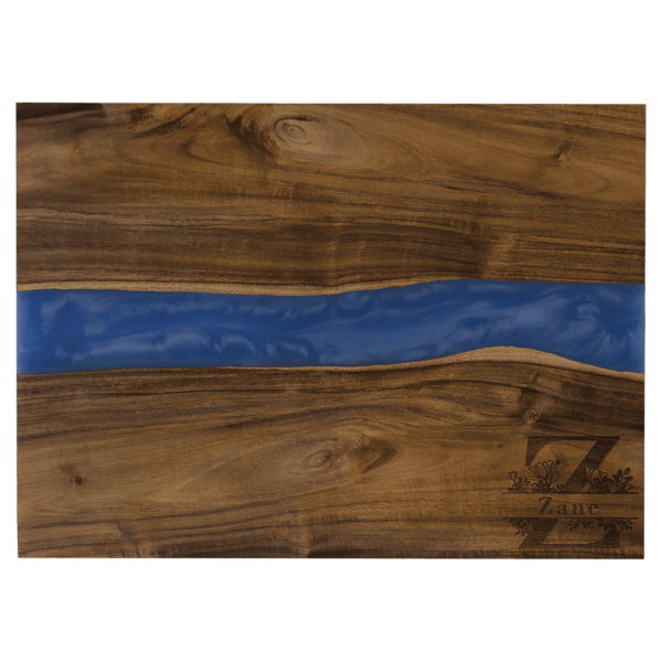 15 3/4" x 11 3/4" Acacia with Blue Pearl Resin Serving Board