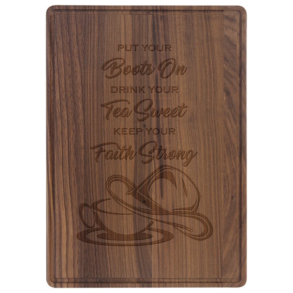 13 3/4" x 9 3/4" Walnut Cutting Board with Drip Ring