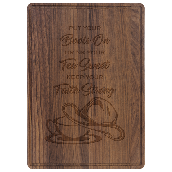 13 3/4" x 9 3/4" Walnut Cutting Board with Drip Ring