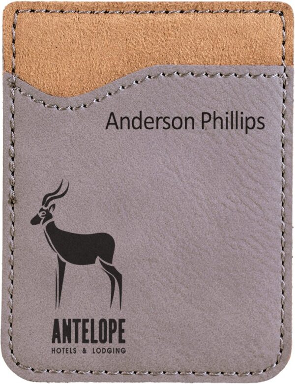 Gray Laserable Leatherette Phone Wallet