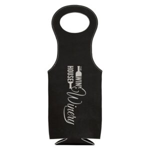 Black/Silver Laserable Leatherette Wine Bag