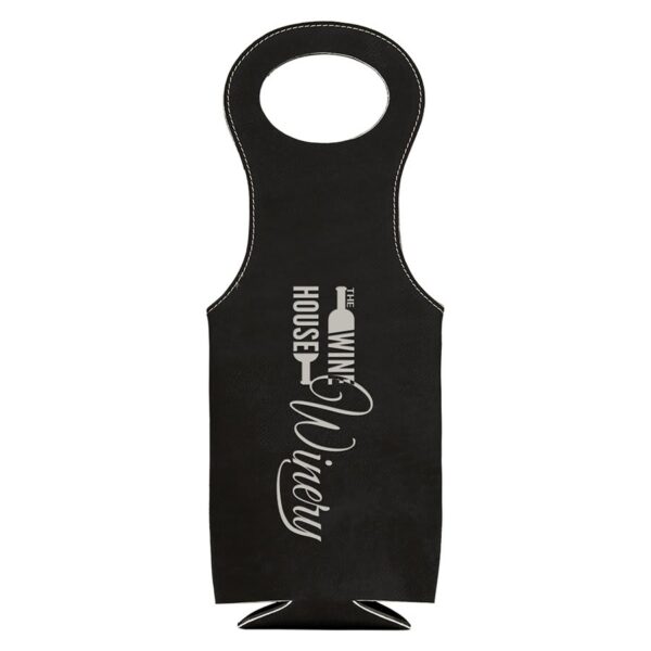 Black/Silver Laserable Leatherette Wine Bag