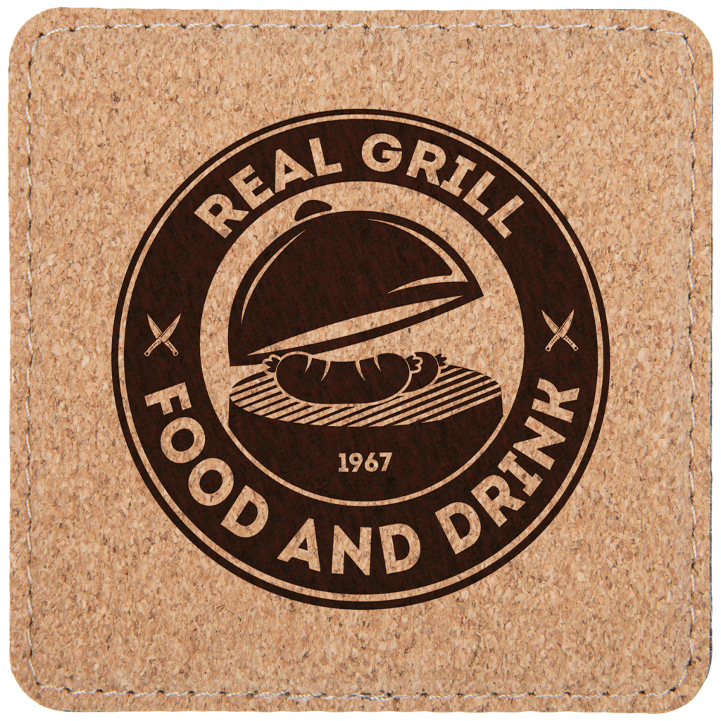 4" x 4" Square Cork Coaster with Stitching