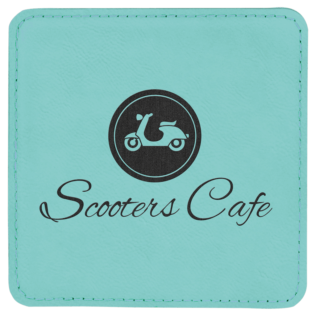 4" x 4" Square Teal Laserable Leatherette Coaster
